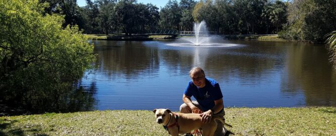 Lorenzo and Dale posting by the water.