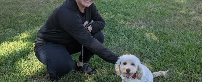 Doc in the yard at Satchel's with his new momma.