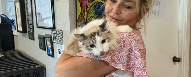 Zara in the arms of her new mom.