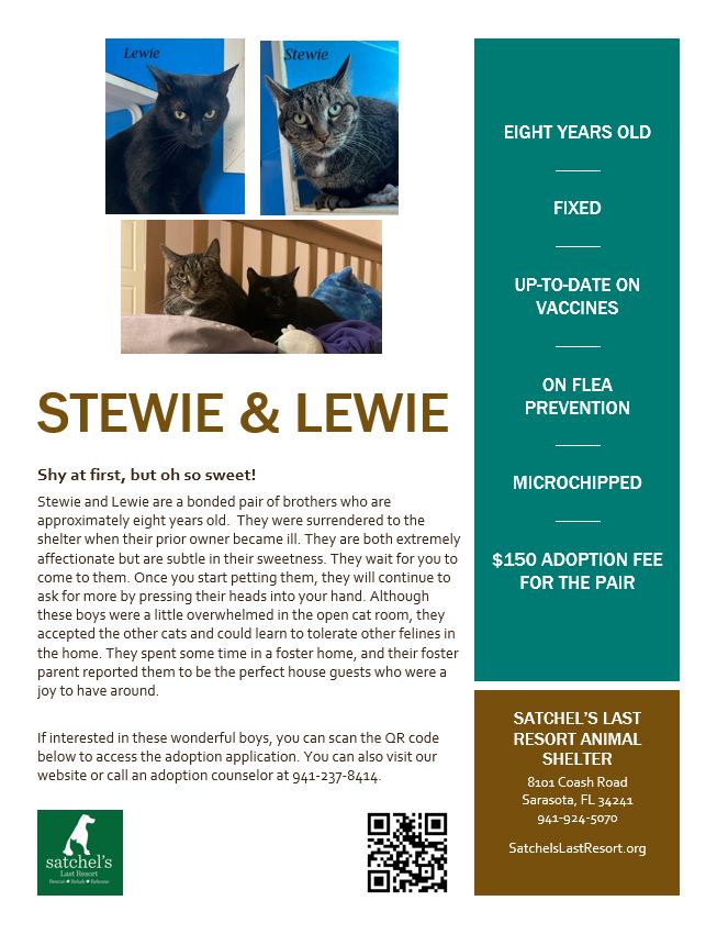 Flyer showing details for Stewie and Lewie.