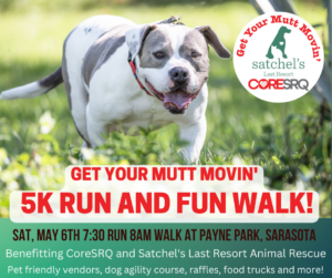 Get Your Mutt Movin' flyer showing date and time and other information.