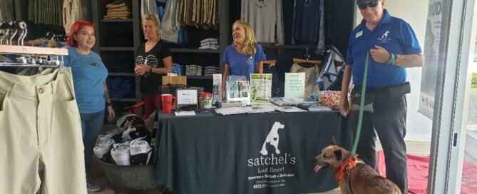 Amber, Tammy, Page, Bruce and Acer at the Satchel's table in The Black Dog General Store.