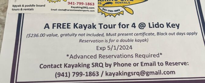 Kayak Tour for 4 certificate.