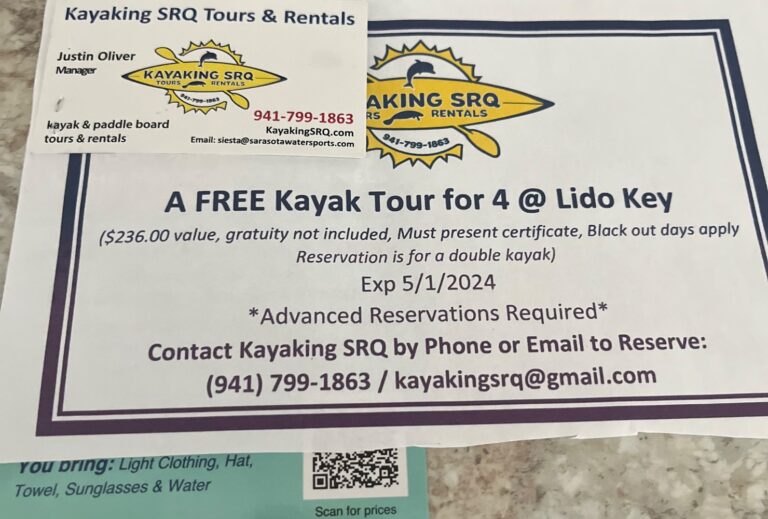 Kayak Tour for 4 certificate.