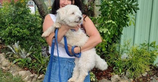 Tobi in his mom's arms outside Satchel's.